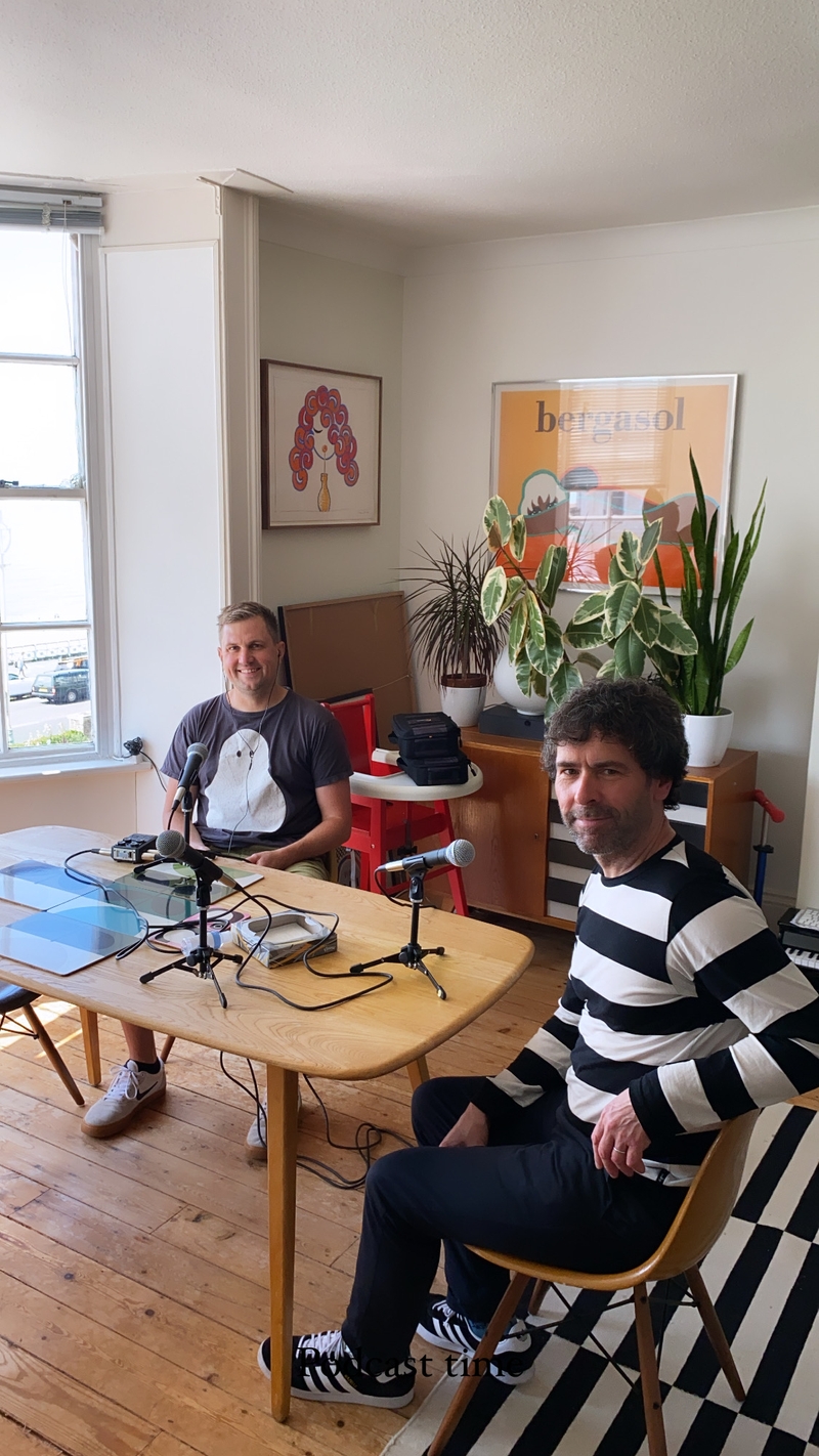 Paul Thurlby recording a podcast with Handsome Frank