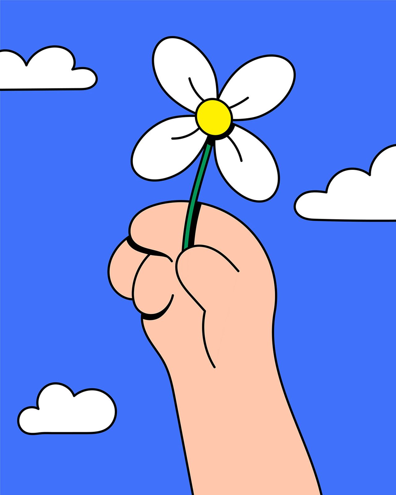 Luke McConkey illustration hand holding flower