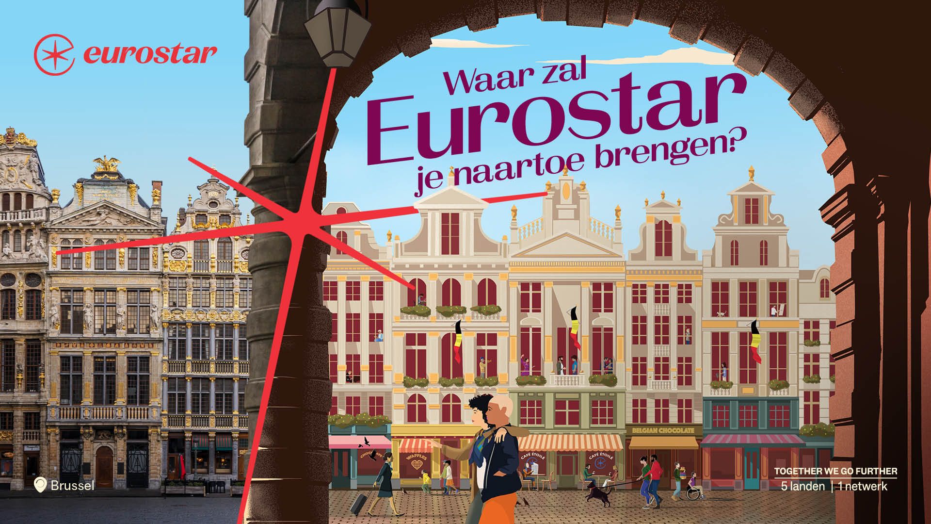 Matt Saunders was one of a number of artists to feature on a multi-city Eurostar campaign, which also combined illustration with photography