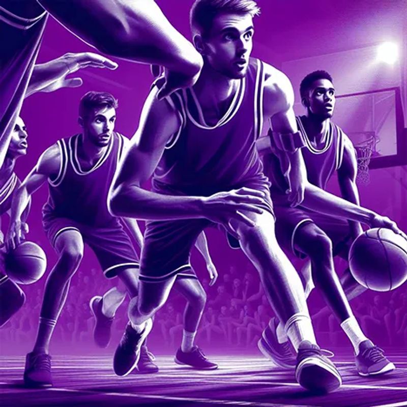 Exciting March Madness tournament game with intense action