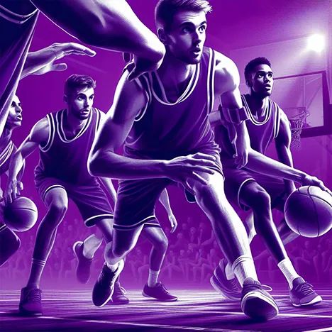 Exciting March Madness tournament game with intense action