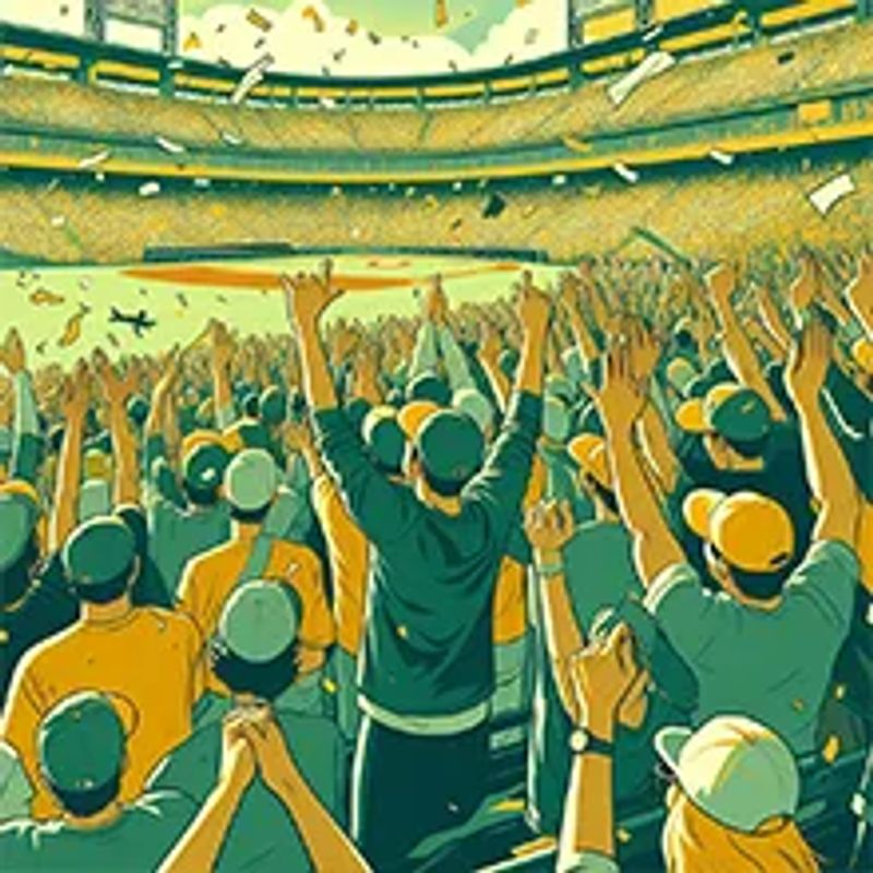 Excited crowd at a Major League Baseball game