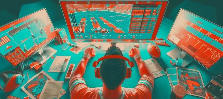Person analyzing NFL betting odds and statistics