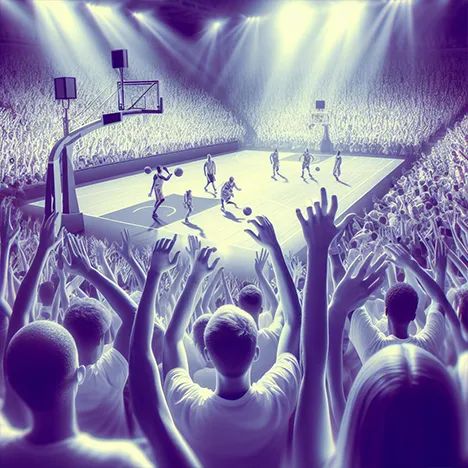 excited crowd at a college basketball game