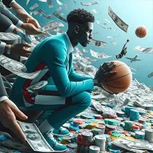 A person placing a wager on a long-term outcome in the beginning of the NBA season.
