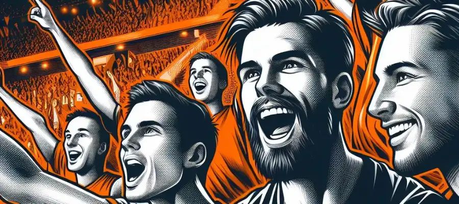 Passionate EuroLeague fans cheering in the arena