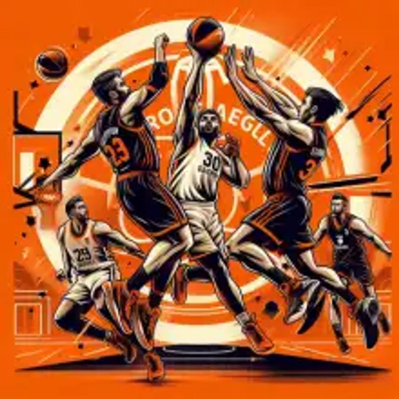 Euro league players playing a basketball game