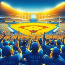 A excited crowd at a kbo baseball game
