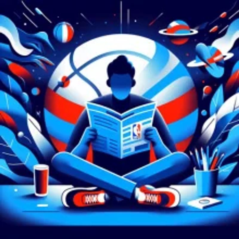 A person reading up on the latest NBA news and team stats