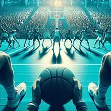 A basketball game that's just about to start