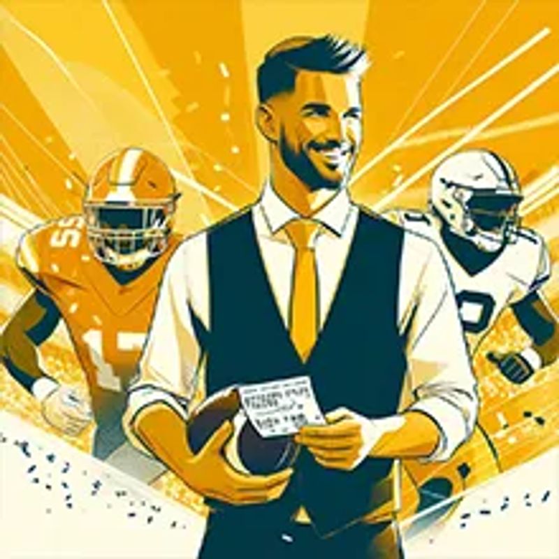 A confident and happy person placing a bet slip on a college football game