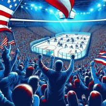 An excited crowd at a hockey match