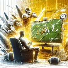 A fan watching a game while placing a live bet on college football