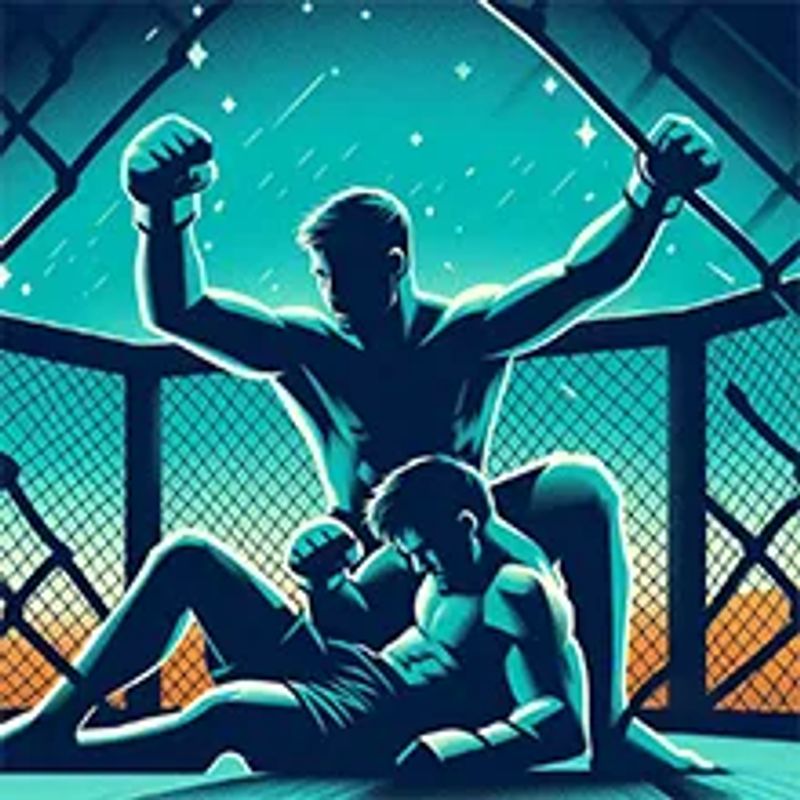 A mma fighter in a cage who just won by knockout
