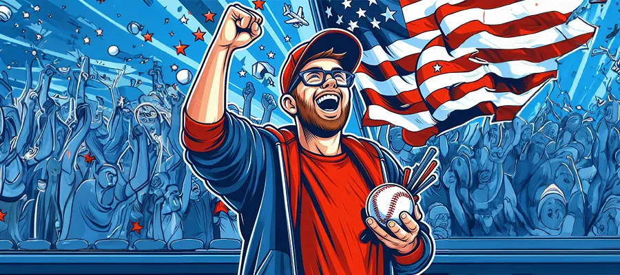 A baseball fan who just won on a bet