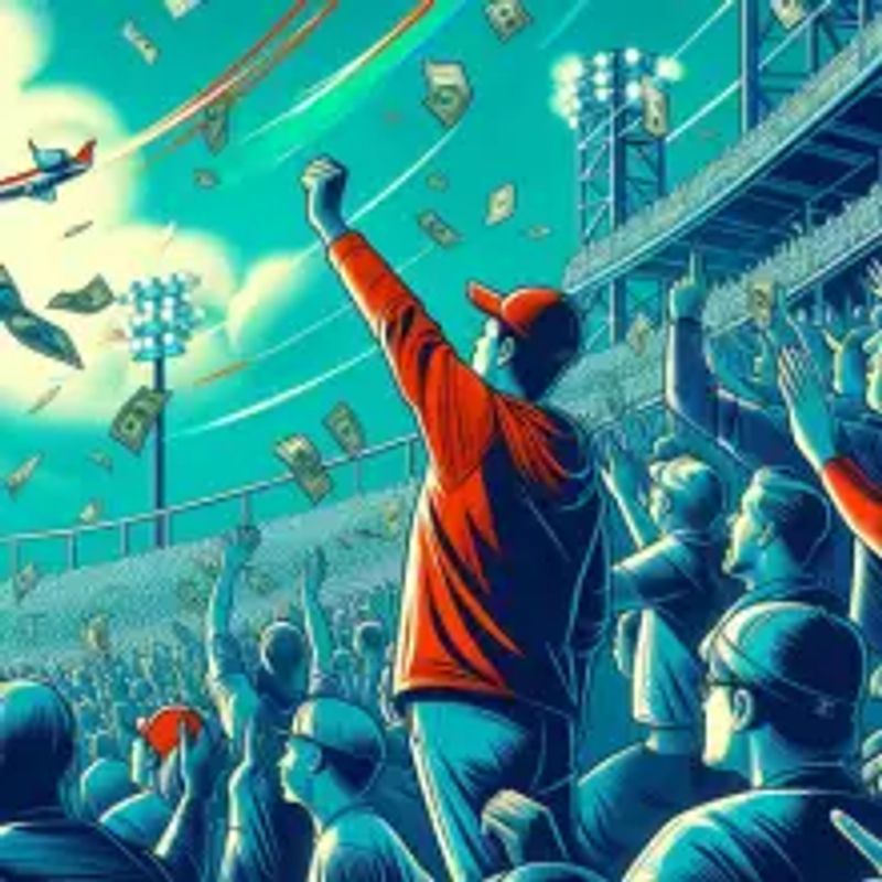 A person in the crowd at a baseball game who just placed a winning bet on the best odds