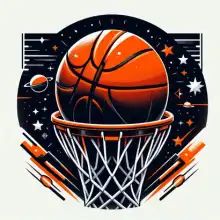 A basketball in the hoop