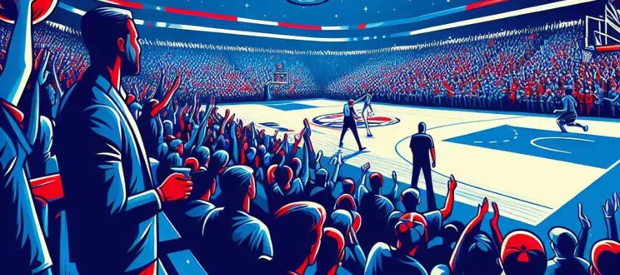 Excited crowd at a NBA game