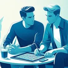 Smart sports bettors discussing their betting strategies