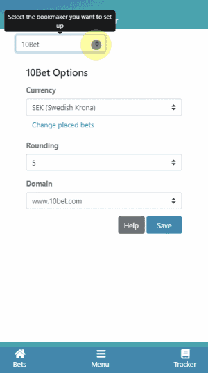 Bookmaker tab