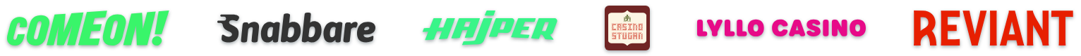 ComeOn, Snabbare, Hajper, Casinostugan, Lyllo Casino ja Reviant