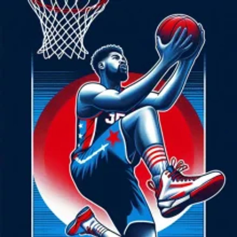 A NBA player scoring a basket