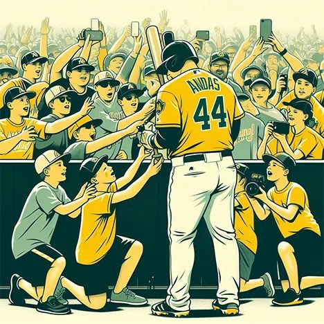 Fans interacting with baseball players during Spring Training, showcasing the unique fan experience and intimacy of the event