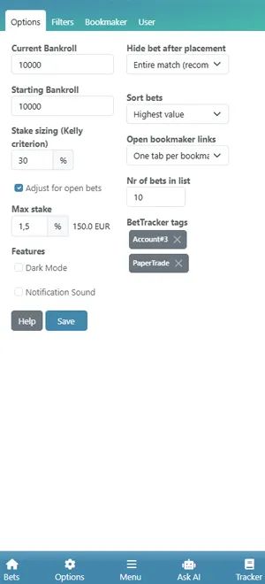 RebelBetting Options