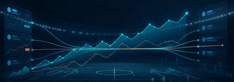 Analytics dashboard displaying upward trend lines representing betting value and profit growth metrics