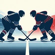 two hockey teams facing off against each other