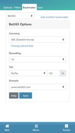 Bookmaker settings in RebelBetting