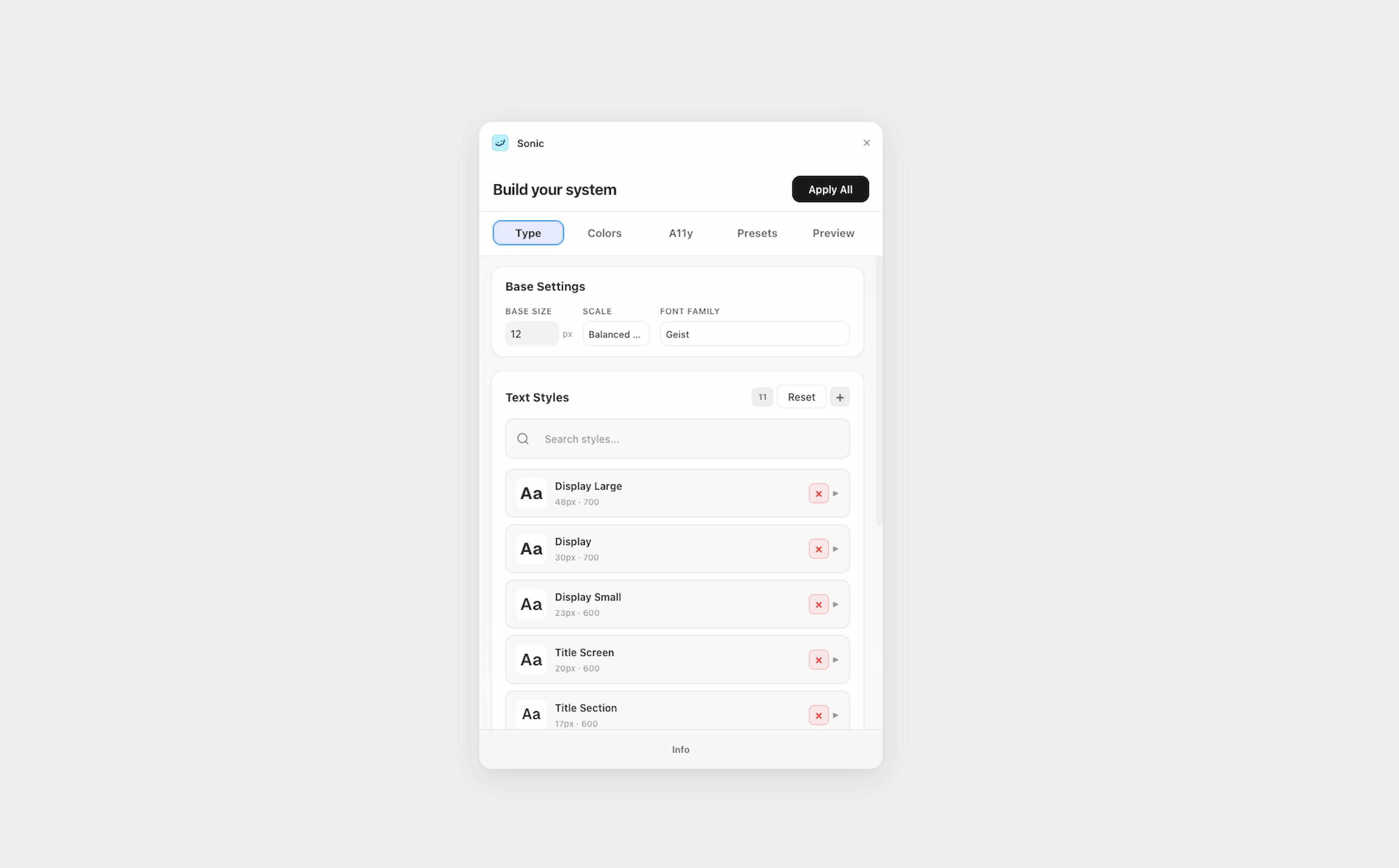 SONIC project interface