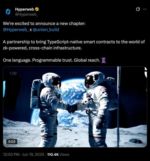 Hyperweb announcement tweet