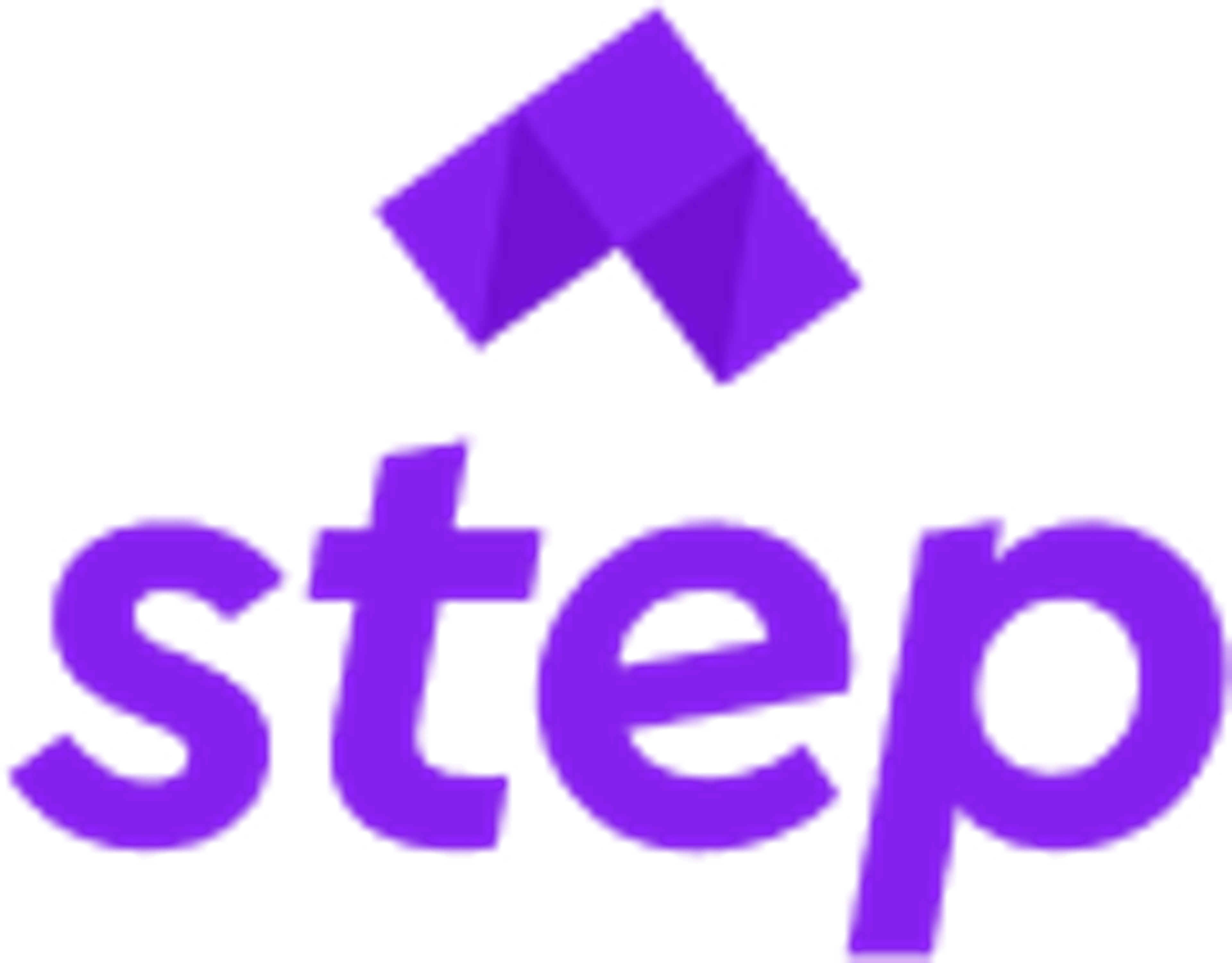 Step logo featuring a purple abstract upward-pointing geometric design above the word 'step'.