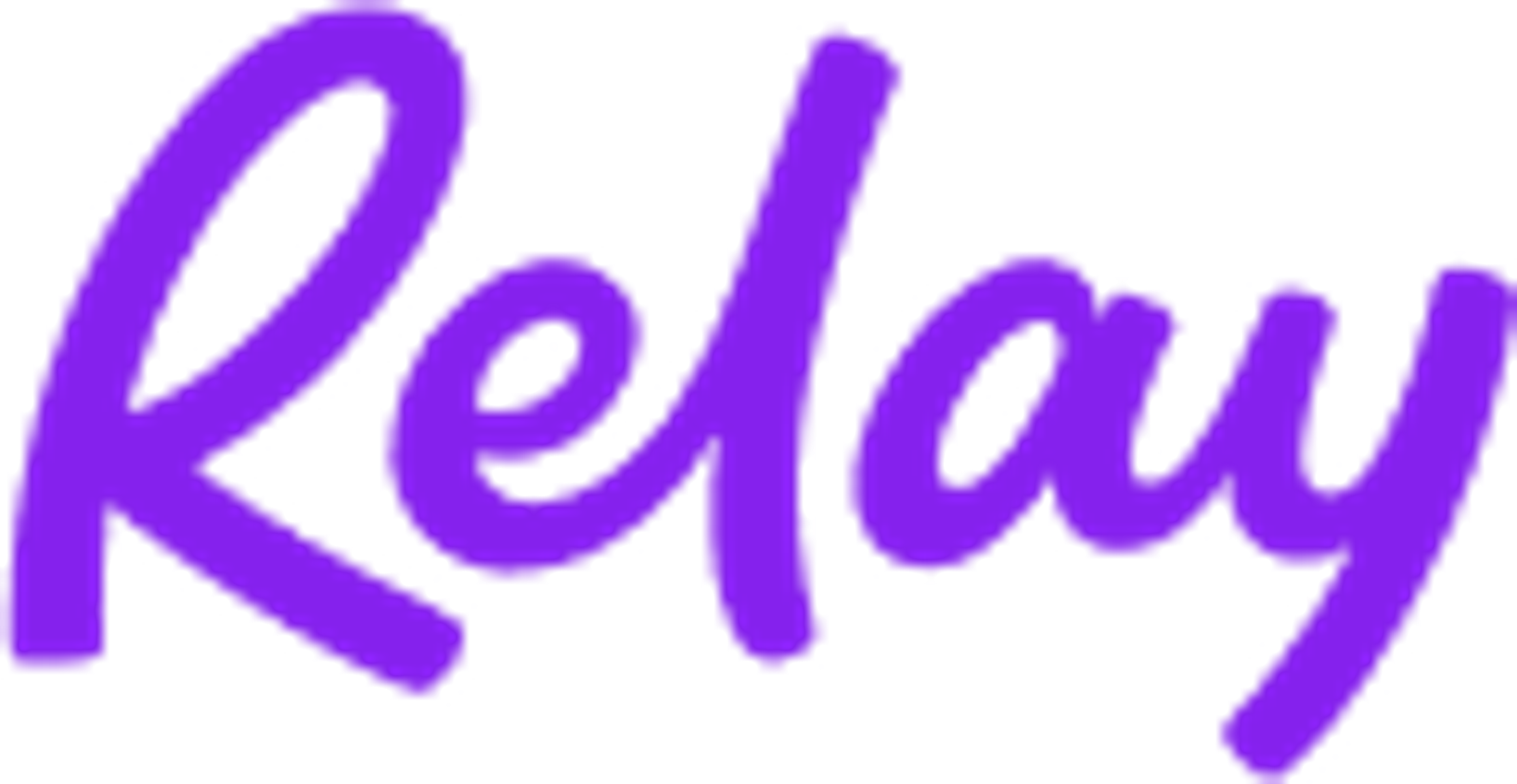 Relay logo in purple script.