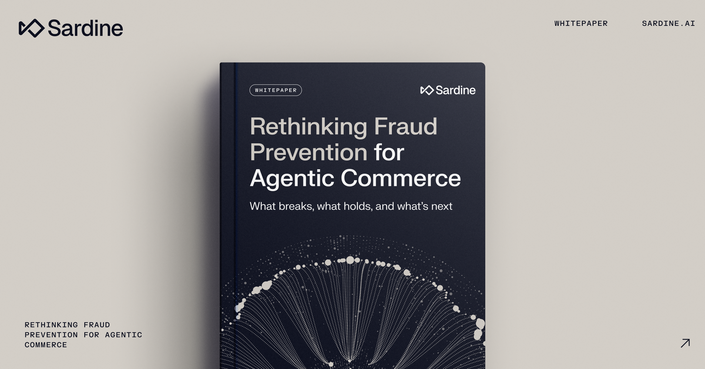 Sardine white paper cover titled "Rethinking Fraud Prevention for Agentic Commerce."