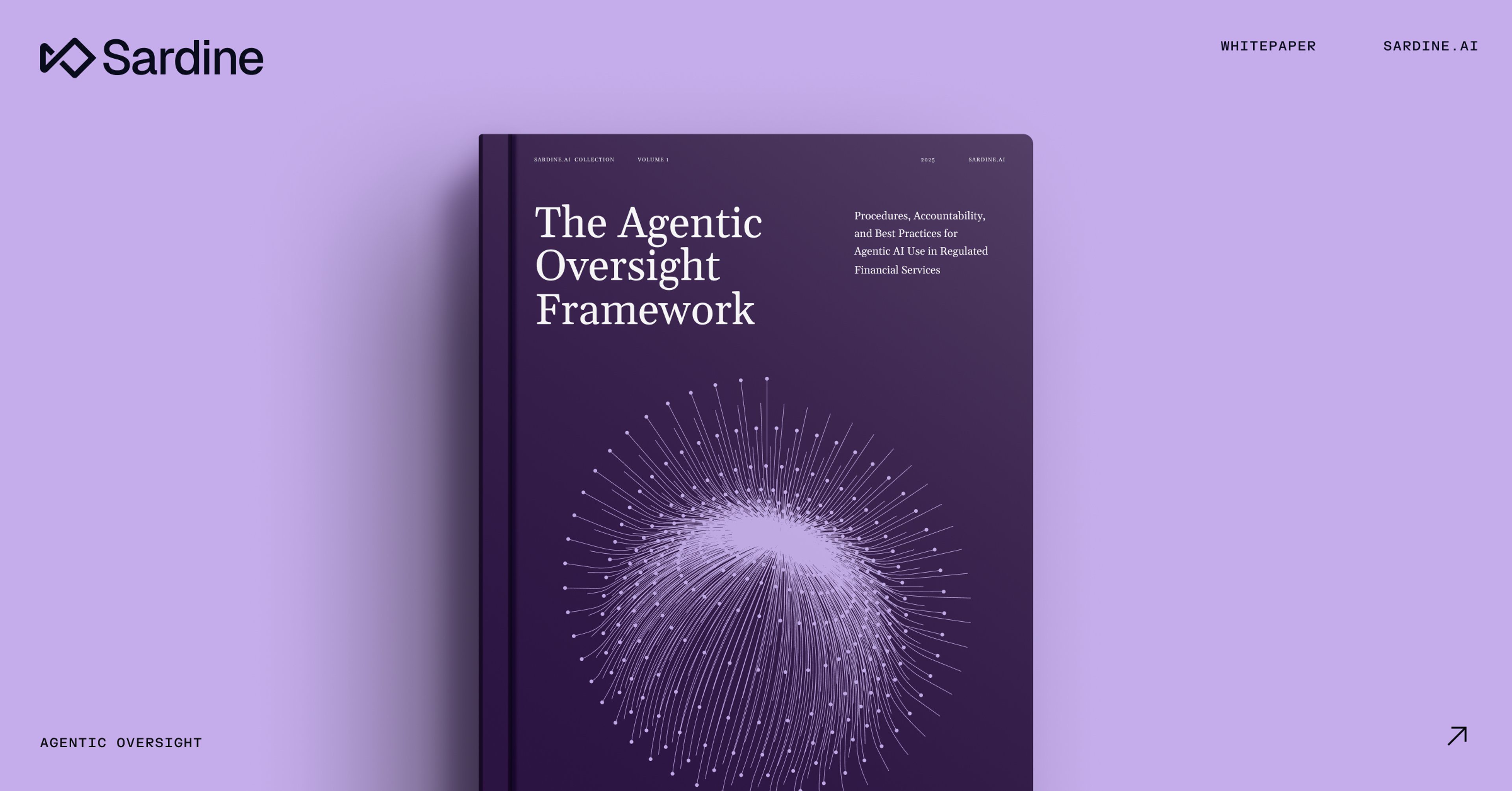 Cover of Sardine's 'The Agentic Oversight Framework,' a book about AI use in regulated financial services.