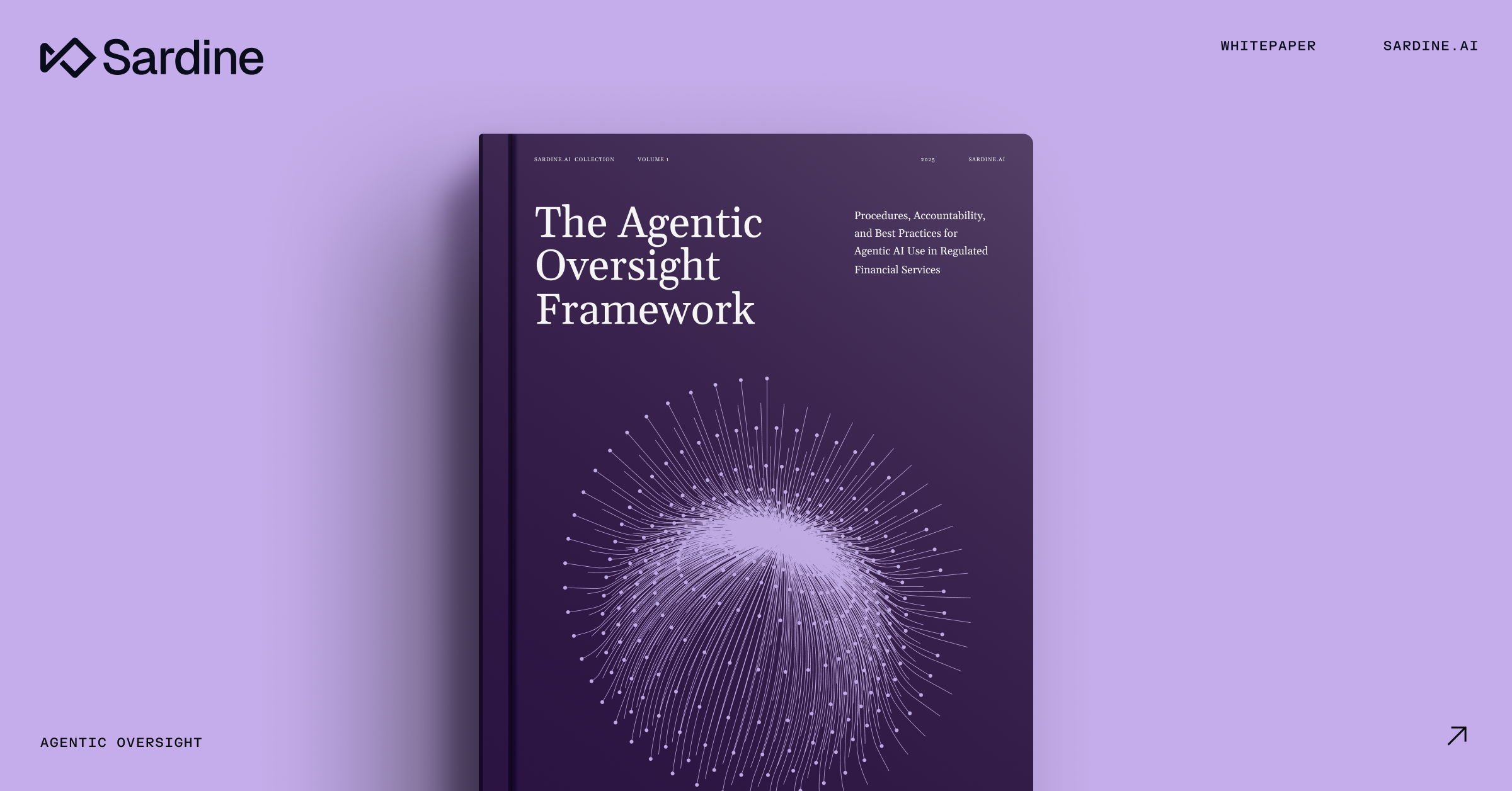 Cover of Sardine's 'The Agentic Oversight Framework,' a book about AI use in regulated financial services.