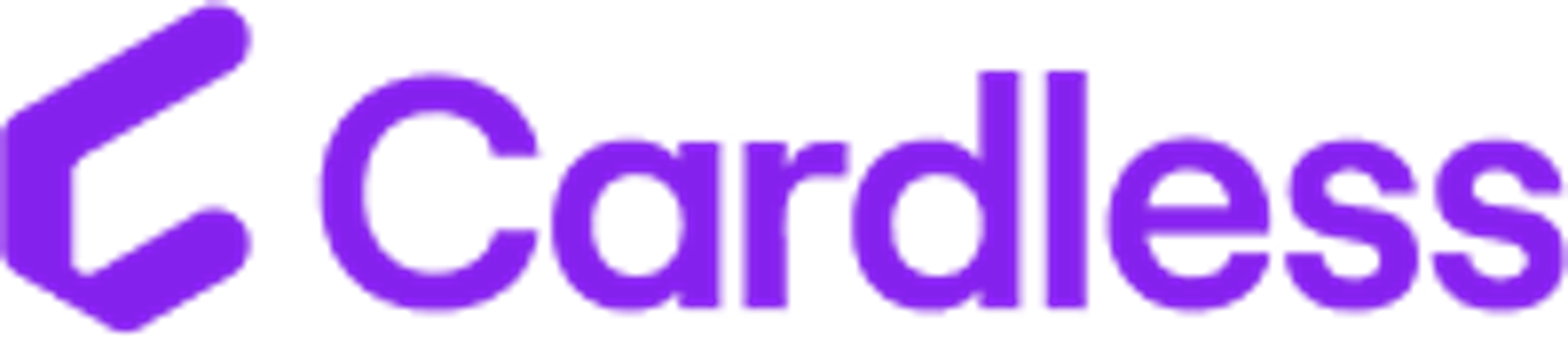 Purple Cardless logo.