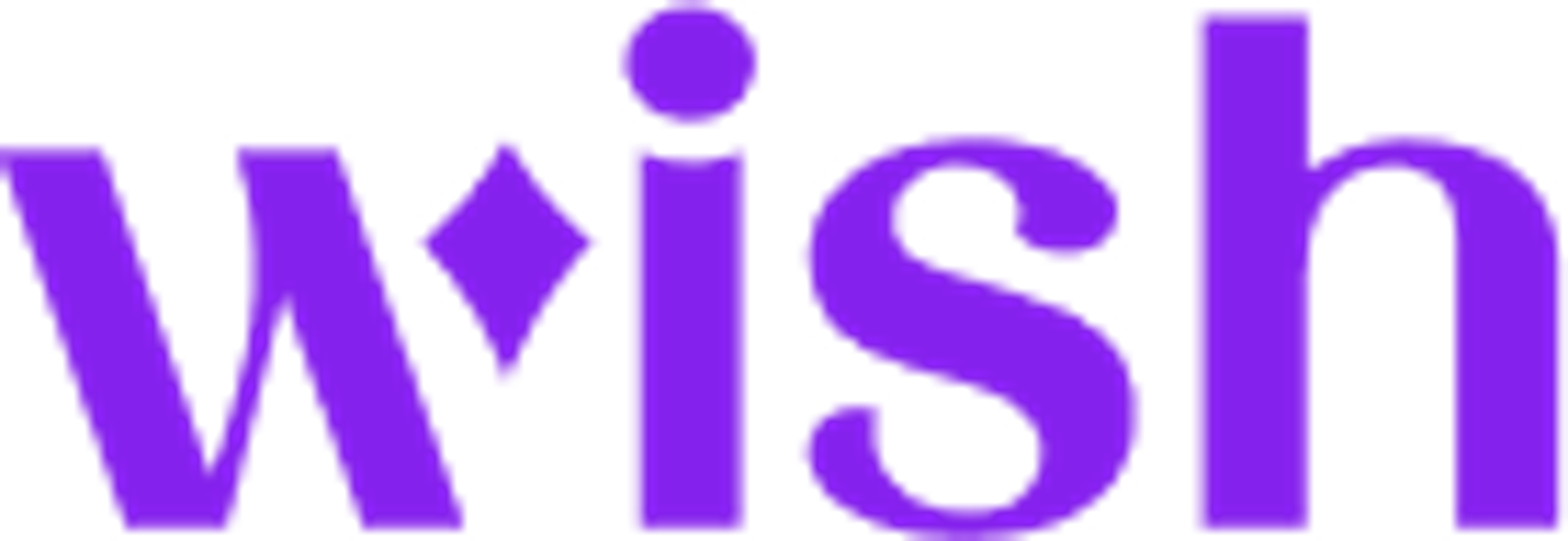 The word "wish" in purple text, with a diamond-shaped letter "i" topped by a small circle.
