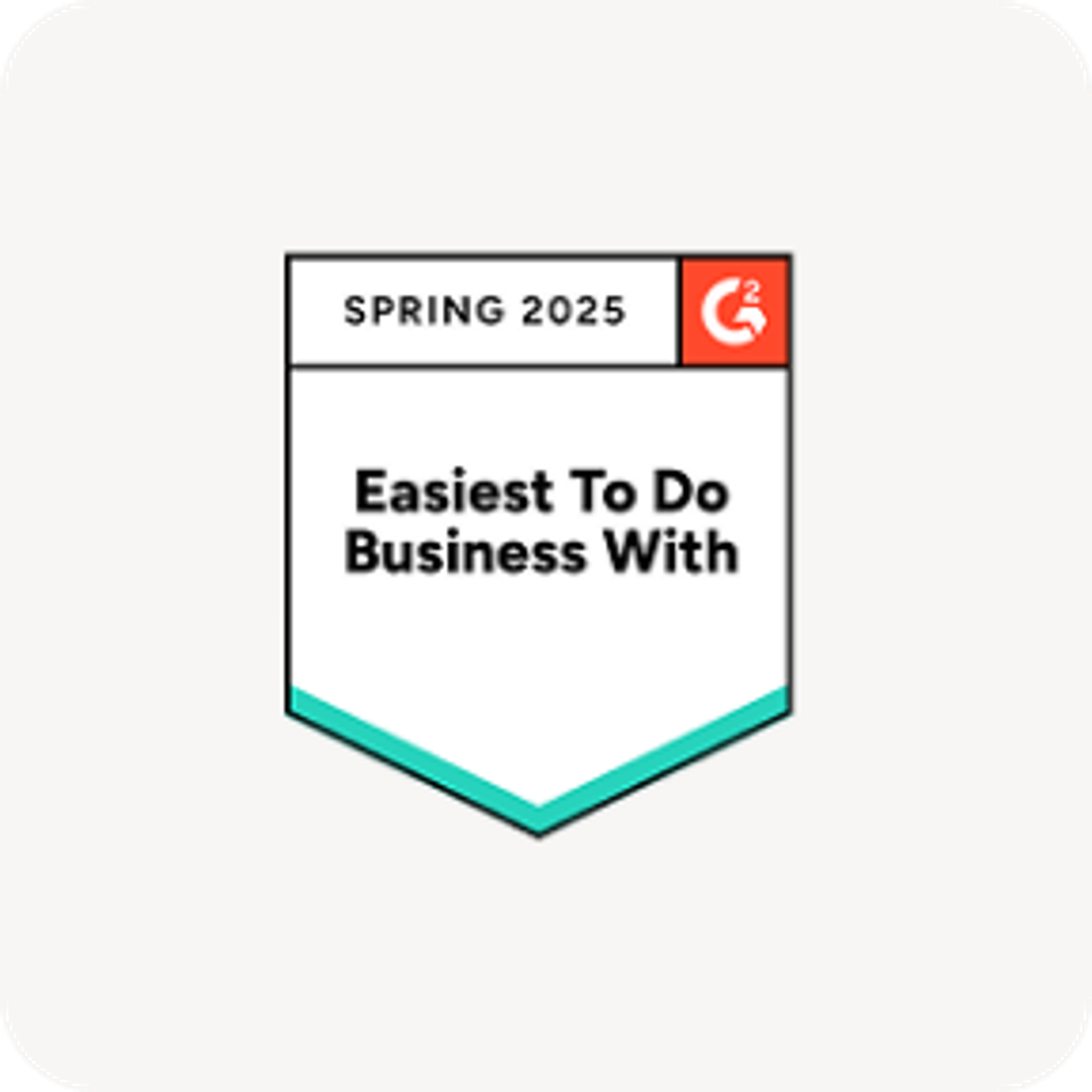 G2 Easiest To Do Business With award badge for Spring 2025.