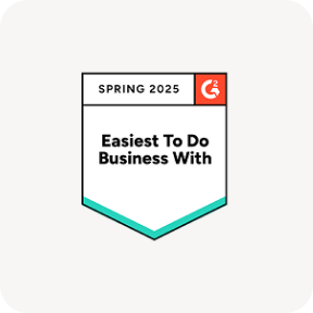 G2 Easiest To Do Business With award badge for Spring 2025.