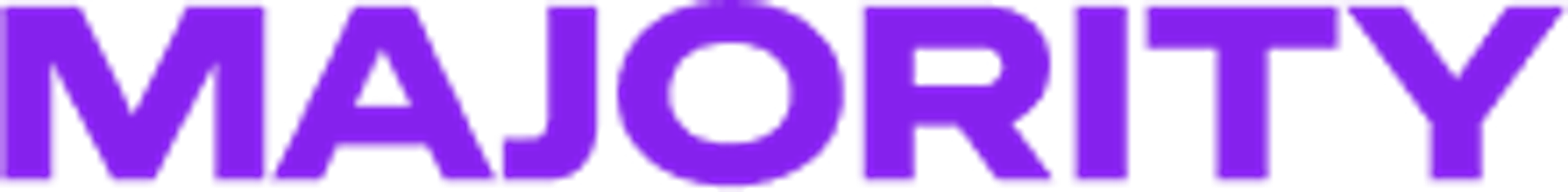 MAJORITY in bold purple capital letters on a dark background.