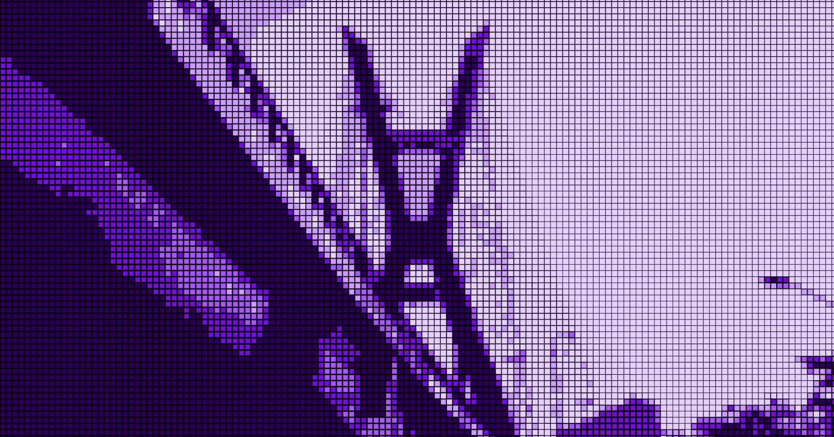 Pixelated image of a bridge in shades of purple.