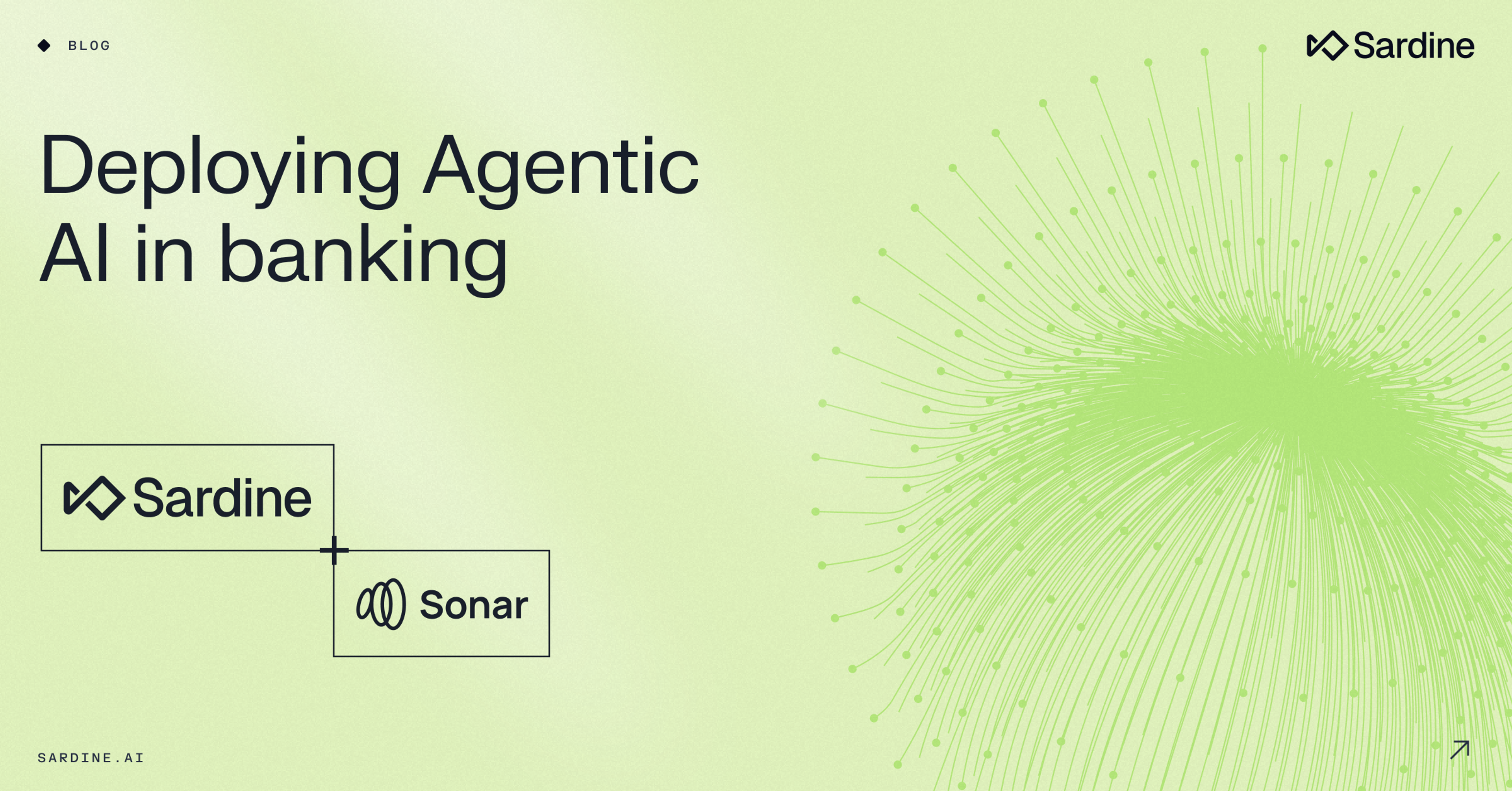 Blog post graphic titled 'Deploying Agentic AI in banking', featuring Sardine and Sonar logos.