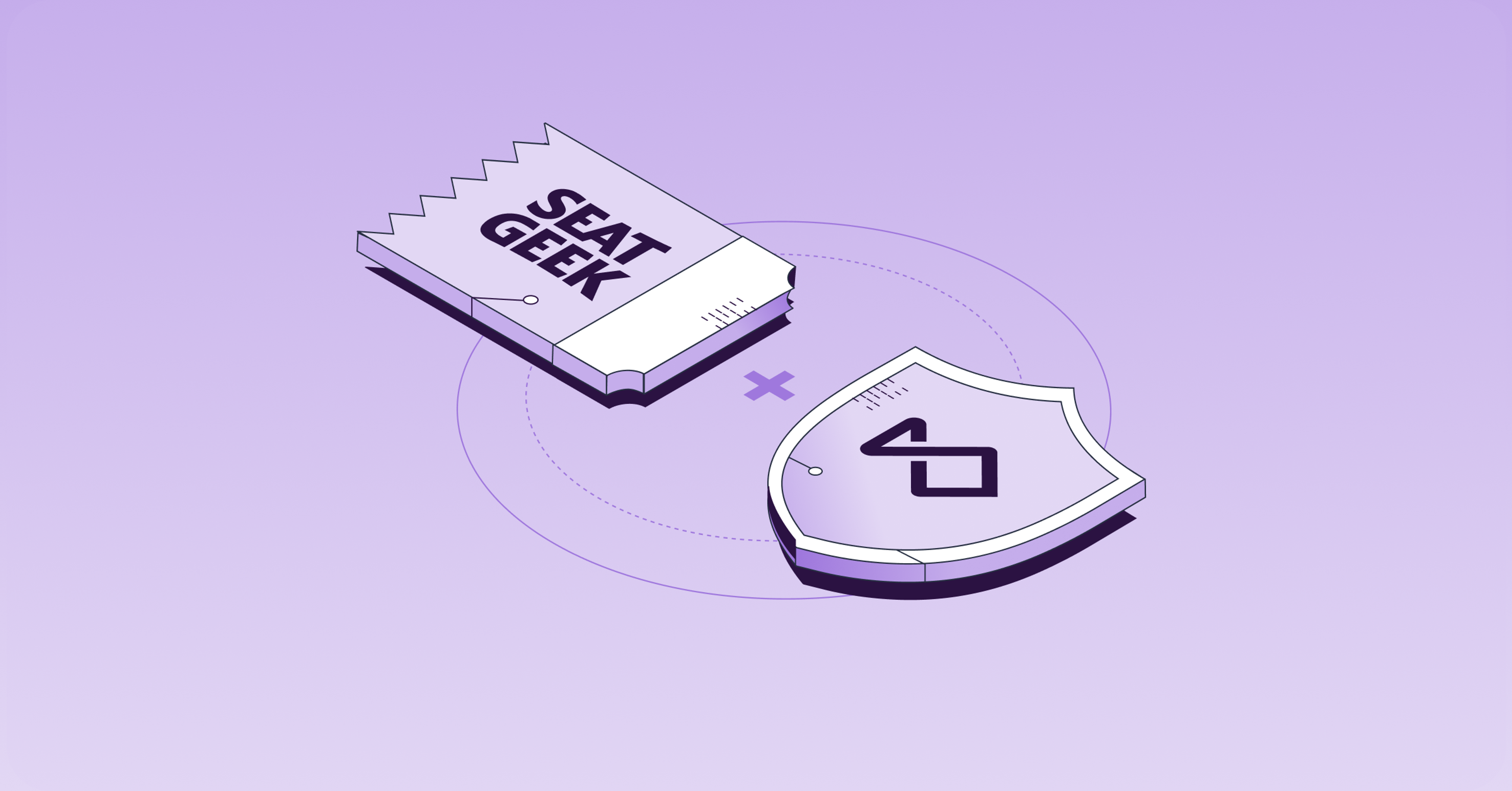 SeatGeek ticket and Polygon logo shield connected by a plus sign.