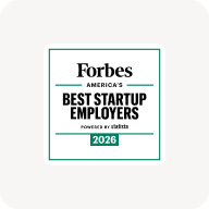 Forbes America's Best Startup Employers 2026 badge.
