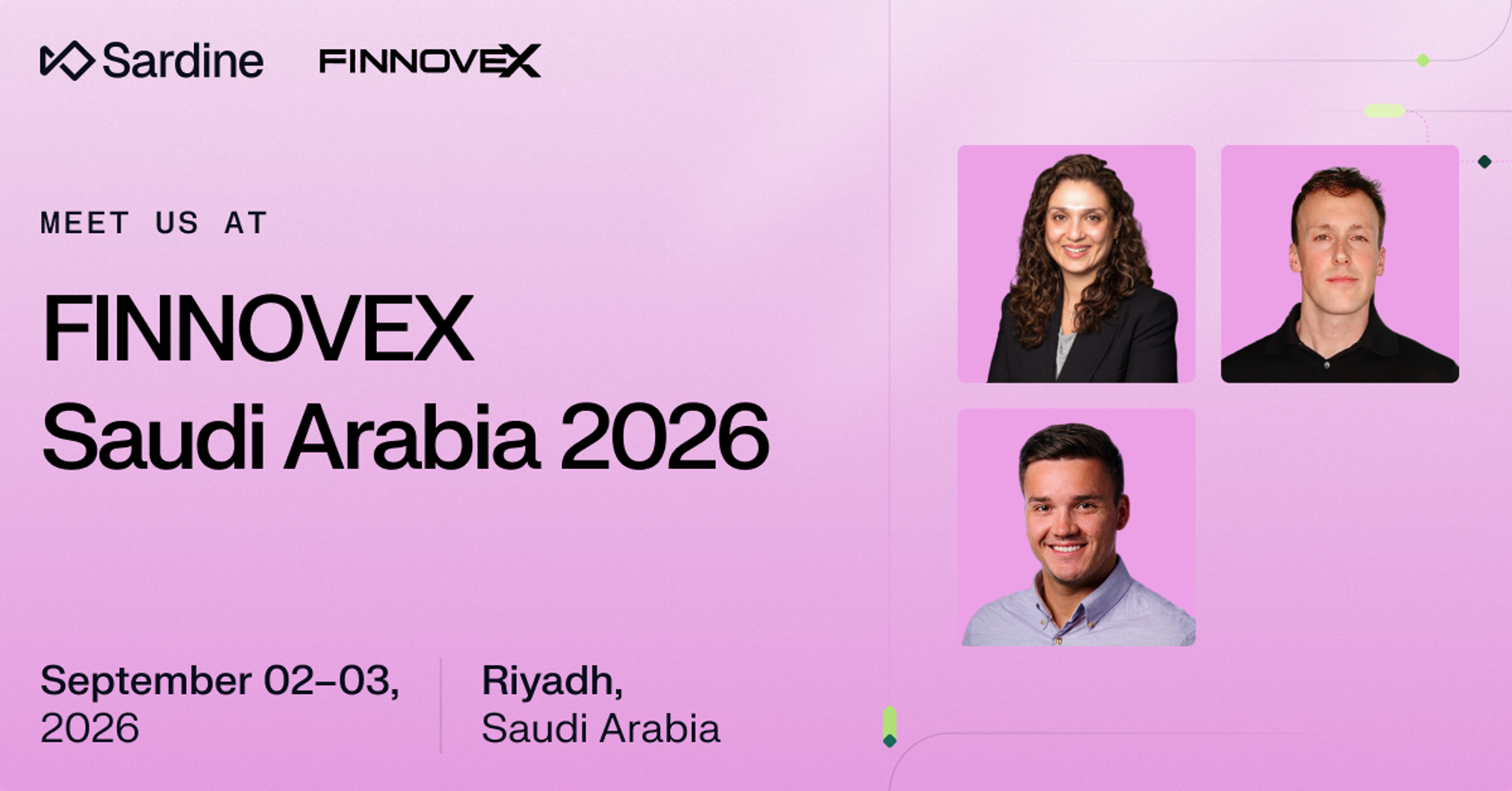 Sardine promotes meeting their three representatives at FINNOVEX Saudi Arabia 2026 in Riyadh, September 2-3.