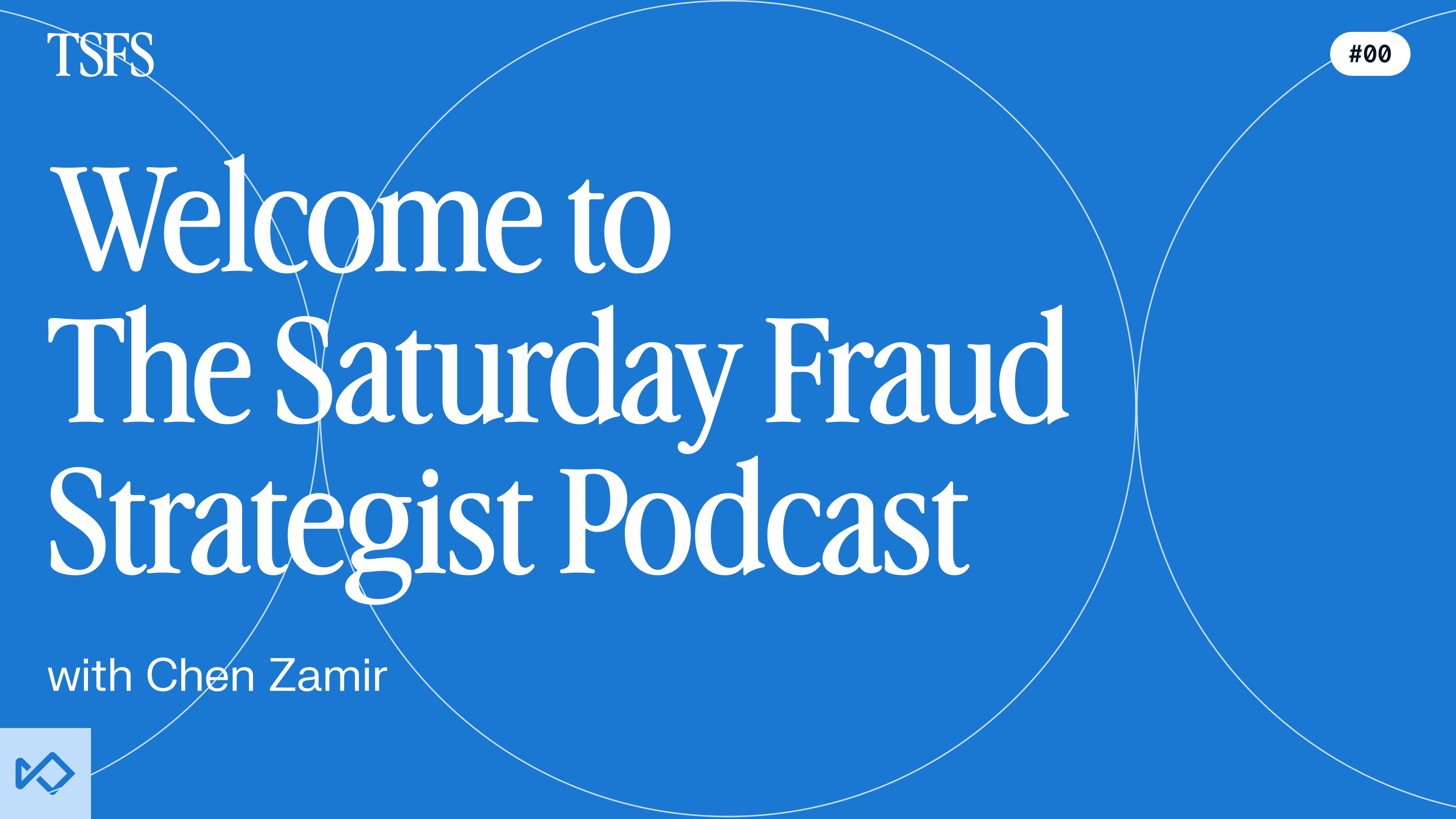 Podcast title screen: Welcome to The Saturday Fraud Strategist Podcast with Chen Zamir. Episode #00.