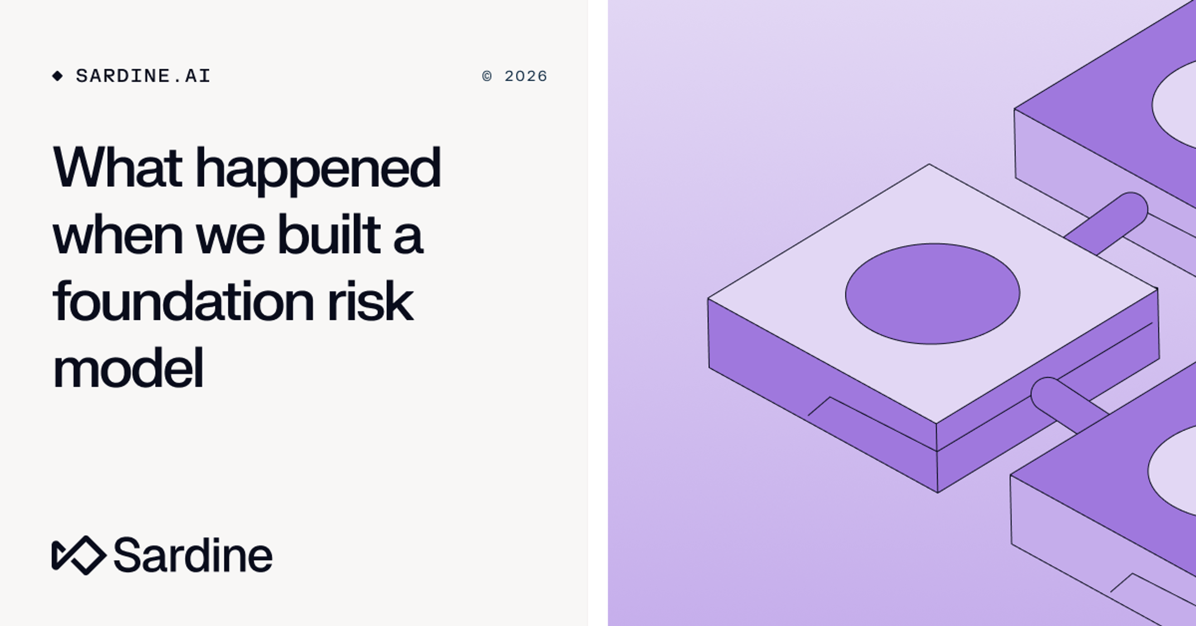 Sardine.AI ad: "We trained a language model on spending, and it caught 35% more fraud," next to an abstract illustration of purple interconnected modules.